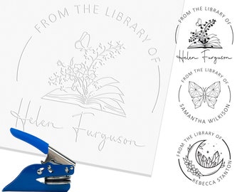 Library Book Embosser - Custom Embosser From the Library of - This Book Belongs to - Personalized Embosser Stamp - Ex Libris - Bookplate