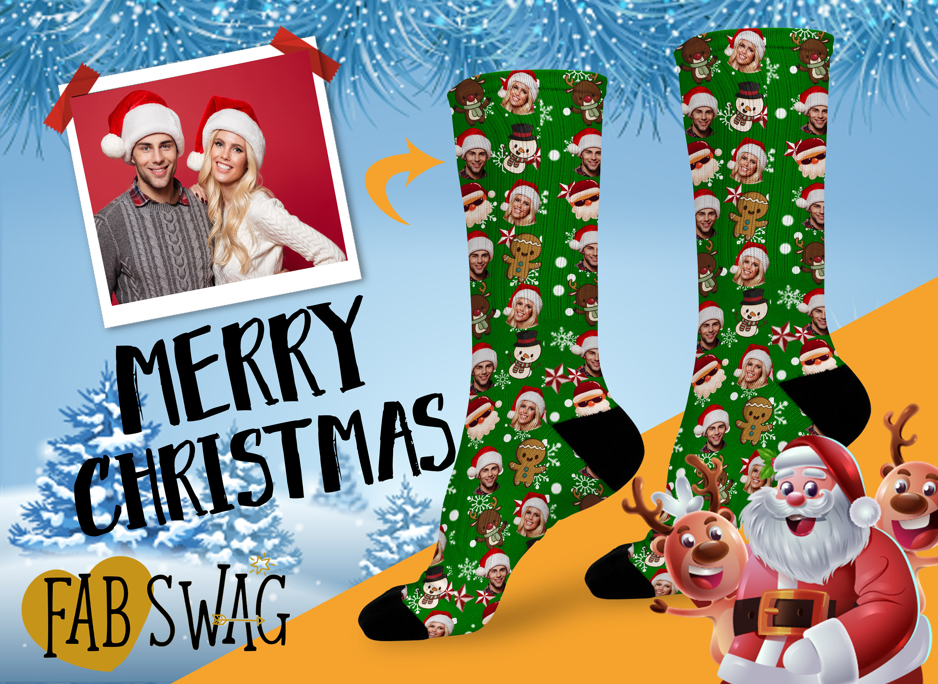 Custom Xmas Socks Christmas Photo Socks Personalised Xmas Etsy