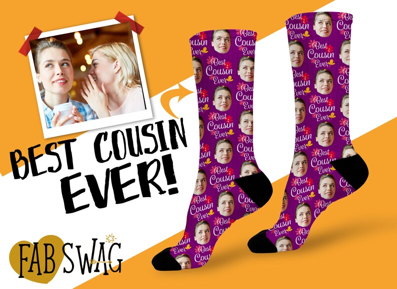 Custom Family Gift Idea Best Cousin Ever Socks Custom Cousin Gift Funny Gifts For Cousin Best Cousin Gift Photo Socks Photo Face Socks