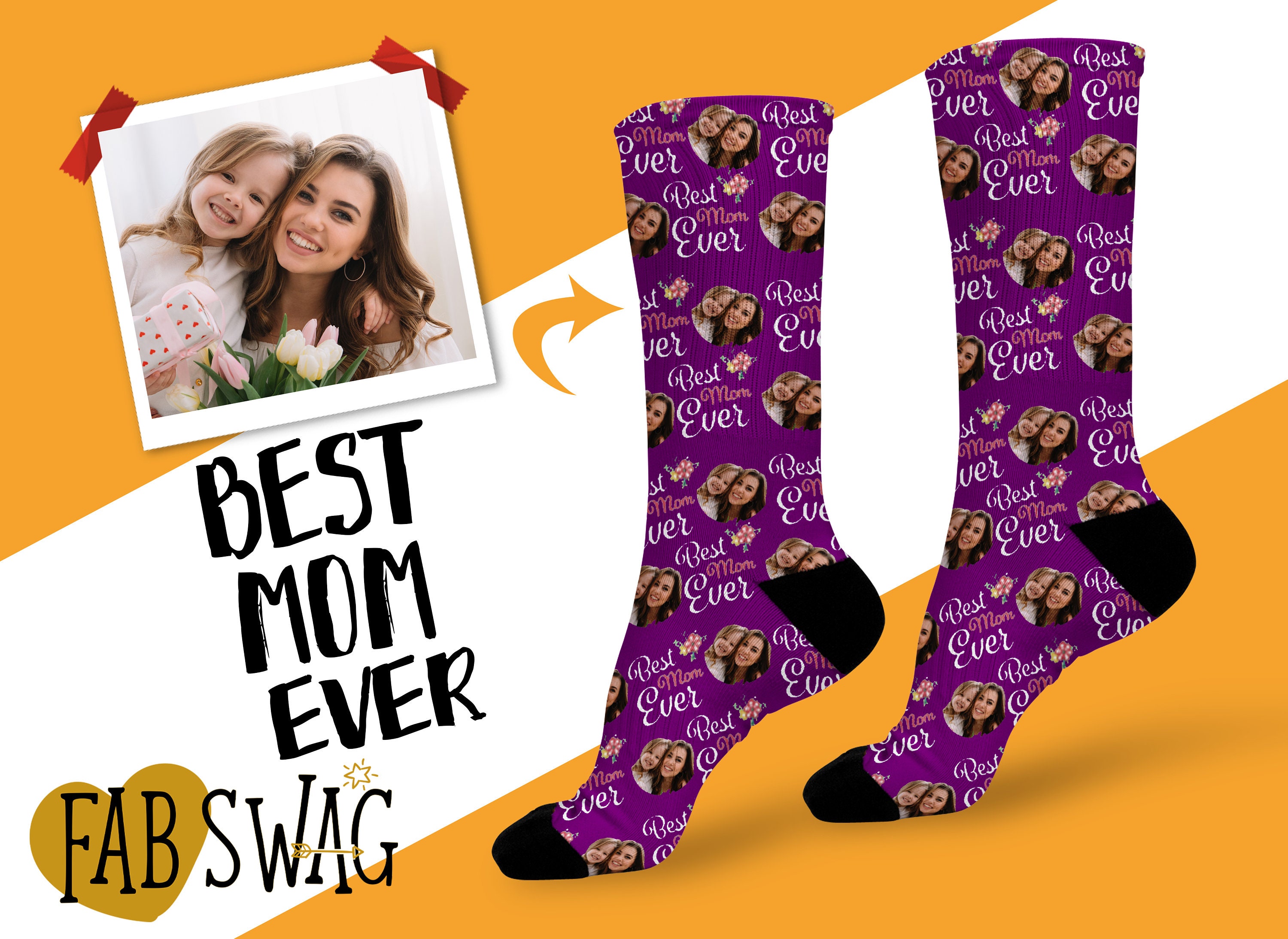 Best Mom Ever Socks Custom Socks For Mom Personalized Socks Etsy