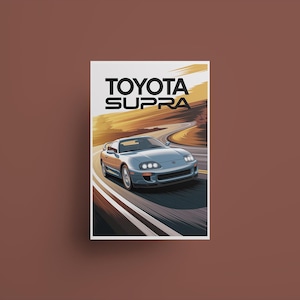 Toyota Supra MK4 Japanese Sports Car Poster, JDM Wall Decor, Car Enthusiast Gift, Garage Art, Man Cave Decoration