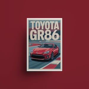 Toyota GR86 Poster, Japanese Sports Car Wall Art, Garage Decor, Car Enthusiast Gift, Man Cave Decoration