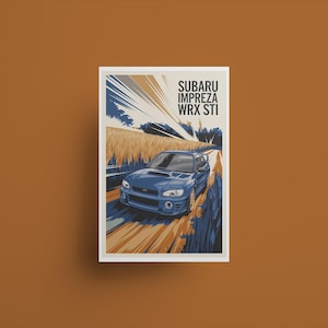 Subaru Impreza WRX STI Japanese Sports Car Digital Poster, JDM Wall Decor, Car Enthusiast Gift, Garage Art, Man Cave Decoration