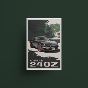 Nissan 240Z Japanese Sports Car Digital Poster, JDM Wall Decor, Car Enthusiast Gift, Garage Art, Man Cave Decoration