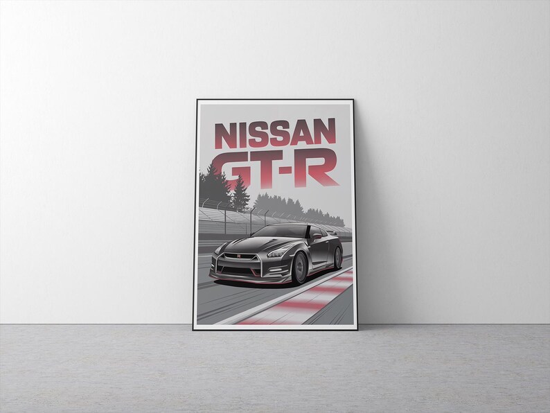 Nissan R35 GT-R Japanese Sports Car Digital Poster, JDM Wall Decor, Car ...