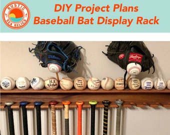 Baseball Bat Wall Display Rack DIY Woodworking Plans - Instant Download