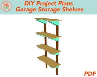 Garage Wall Storage Shelves DIY Woodworking Plans - Instant Download