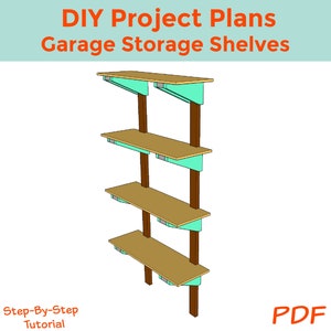 ガレージの壁面収納棚 DIY 木工プラン - すぐにダウンロード