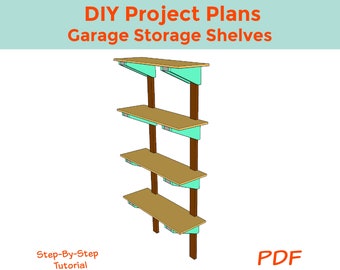 Garage Wall Storage Shelves DIY Woodworking Plans - Instant Download