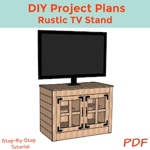 Rustic TV Stand DIY Woodworking Plans - Instant Download PDF