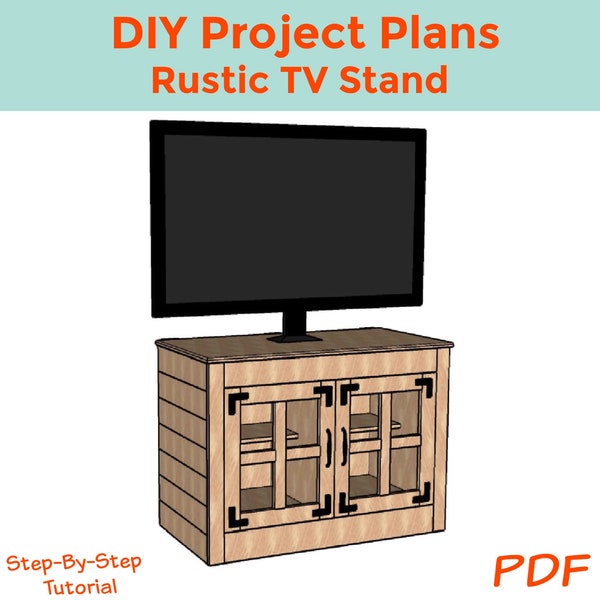 Rustic TV Stand DIY Woodworking Plans - Instant Download