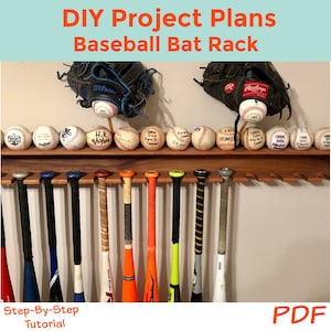 Baseball Bat Wall Display Rack DIY Woodworking Plans Instant Download image 1