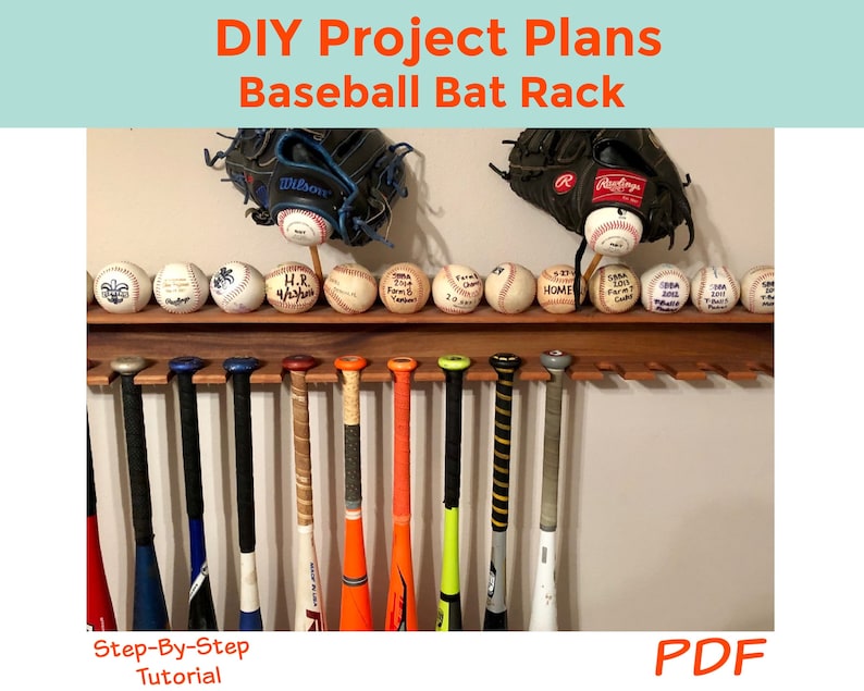 Baseball Bat Wall Display Rack DIY Woodworking Plans Instant Download image 1