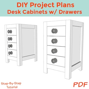 Desk Cabinets with Drawers Woodworking DIY Plans, Instant Download