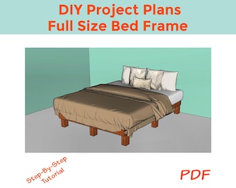 Easy Full Size Bed Frame DIY Plans - Instant PDF