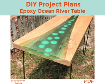 Epoxy Resin Ocean River Table, Woodworking Plans, Build Plans - Instant Download PDF