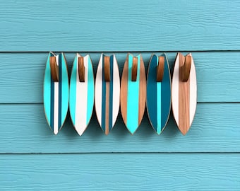 Surfboard Hooks Wooden Towel Holder Rack Coastal Decor Beach Decor