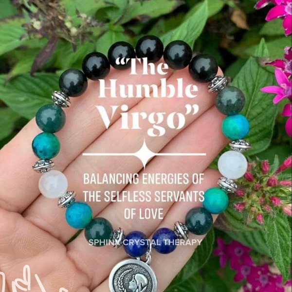 Virgo Sign Energy - Zodiac Horoscope " The Humble Virgo " August September Birthday - Quality Gemstones - Crystal Healing Astrology Bracelet