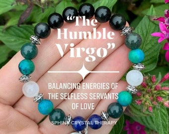 Virgo Sign Energy - Zodiac Horoscope " The Humble Virgo " August September Birthday - Quality Gemstones - Crystal Healing Astrology Bracelet