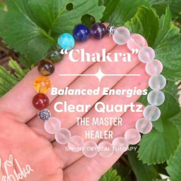 Chakra Balance - Protection Intuition - Clear Quartz - Higher Self - REAL Quality Crystal Healing Gemstone Bracelet - High Vibration Stones
