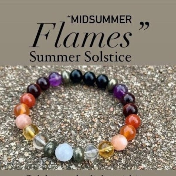 Summer Solstice " Midsummer Flames " AAA Sunstone - Citrine - Carnelian - Pyrite - Garnet - Red Tigers Eye - Crystal Gemstone Bracelet