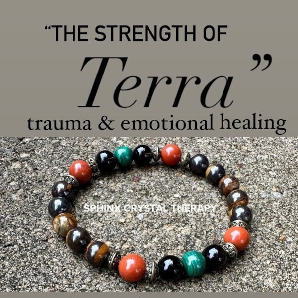 PTSD Trauma Recovery - Emotional Abuse Healing " The Strength Of Terra " Sadness - Depression - High Quality REAL Crystal Gemstone Bracelet