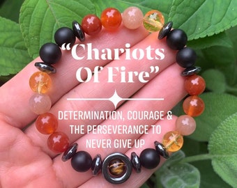 Courage - Determination " Chariots of Fire " Perseverance - Motivation - Never Give Up - You Can Do It - Crystal Healing Gemstone Bracelet