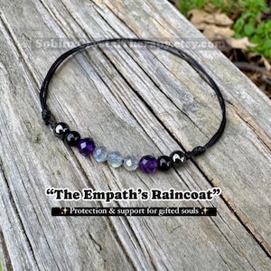 4mm Empath Protection - Amethyst - Labradorite - Onyx - REAL AAA Crystal Healing Gemstones - Minimal & Dainty Adjustable String Bracelet
