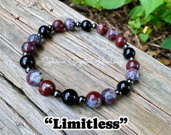 Pulsera de iluminación espiritual con sanación con cristales, motivación, creatividad, pasión e impulso "sin límites".