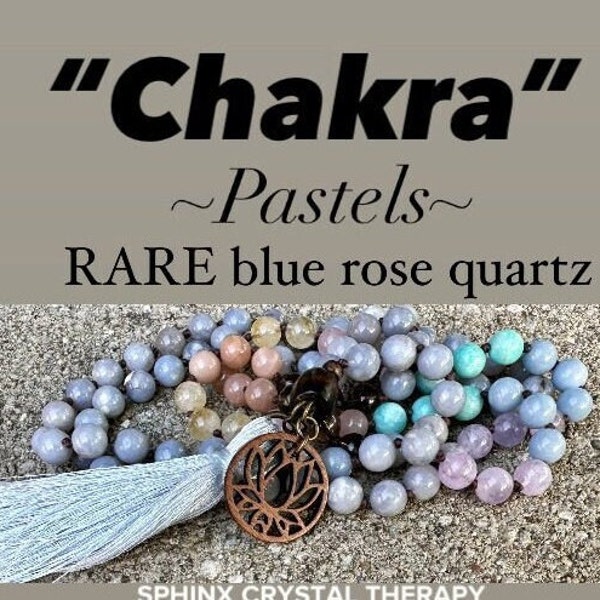 RARE AAA Blue Rose Quartz Mala - Self love & Emotional Healing - PASTEL Chakra Stones - Stress Anxiety Grief Support - 108 Crystal mala