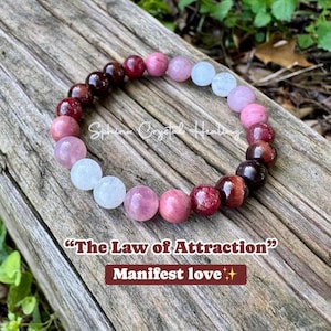 8mm Manifest Love - Spiritual Intimacy " The Law of Attraction " Attract Soul Mate - Life Partner - Crystal Healing AAA REAL Ruby Bracelet