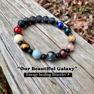 Universe - Planet - Solar System " Our Beautiful Galaxy " Positive Energy Spiritual Vibes Crystal Therapy Bracelet