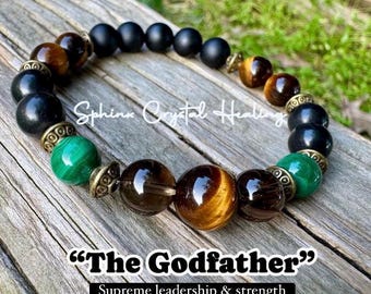 Business Mindset - Wise Leadership “ The God Father “ Success & Prosperity Bracelet - Crystal Therapy Quality Malachite Gemstone Bracelet