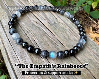 Tobillera protectora de la empatía - Absorbe la negatividad "Las botas de agua de la empatía" - Escudo de aura de empatía - Curación con cristales de turmalina negra