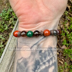 Grounding & Emotional Healing “The Strength of Terra” Wabi Sabi • Malachite and Tiger Iron • Crystal Gemstone Bracelet (8mm stones) image 10