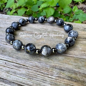 8mm Empath Protection & Support - IMPERFECT STONES - Larvikite - Labradorite - Magnetic Hematite - DISCOUNTED Crystal Healing Bracelet