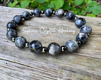 8mm Empath Protection & Support - IMPERFECT STONES - Larvikite - Labradorite - Magnetic Hematite - DISCOUNTED Crystal Healing Bracelet