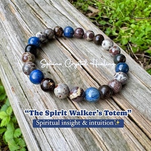 Intuition - Gifted Abilities - Insight " The Spirit Walkers Totem " AAA Dumortierite - Phlogopite - Real Crystal Healing Gemstone Bracelet