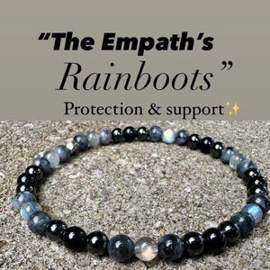 Empath Protection Anklet - Absorb Negativity &quot; The Empath&#39;s Rainboots &quot; - Empathy Aura Shield - Black Tourmaline Gemstone Crystal Healing