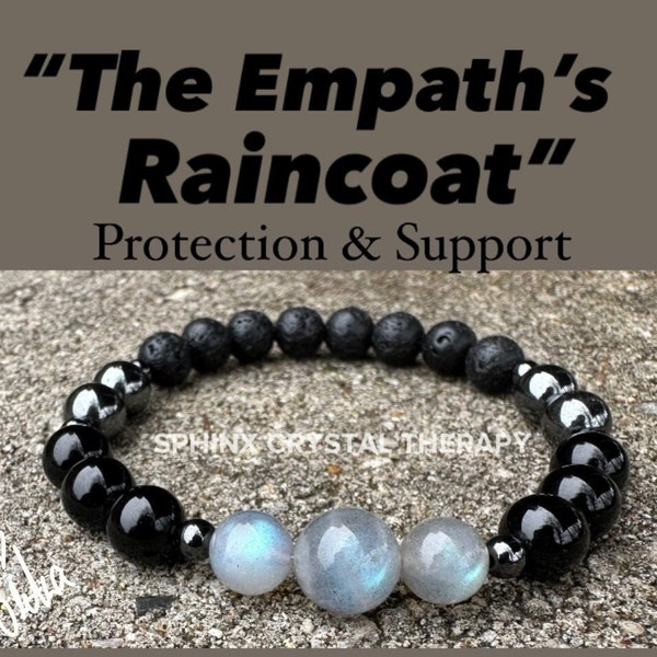 Empath Protection - Aura Shield - Absorb Negativity " The Empath's Raincoat "  Black Tourmaline Gemstones - Crystal Healing Empathy Bracelet