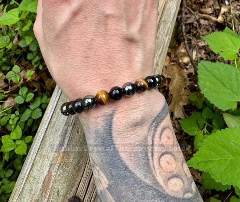 Protection Bracelet - Strength - Courage " Triple Threat " Aura Shield - Confidence - Anxiety Relief - Crystal Healing Negativity Protector image 4
