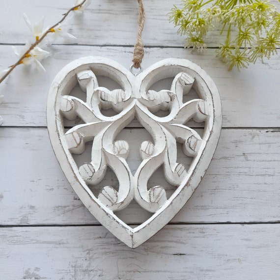 Large Wooden Filigree Hanging Ornament - 10cm Large Wooden Filigree Hanging Ornament - 10cm
