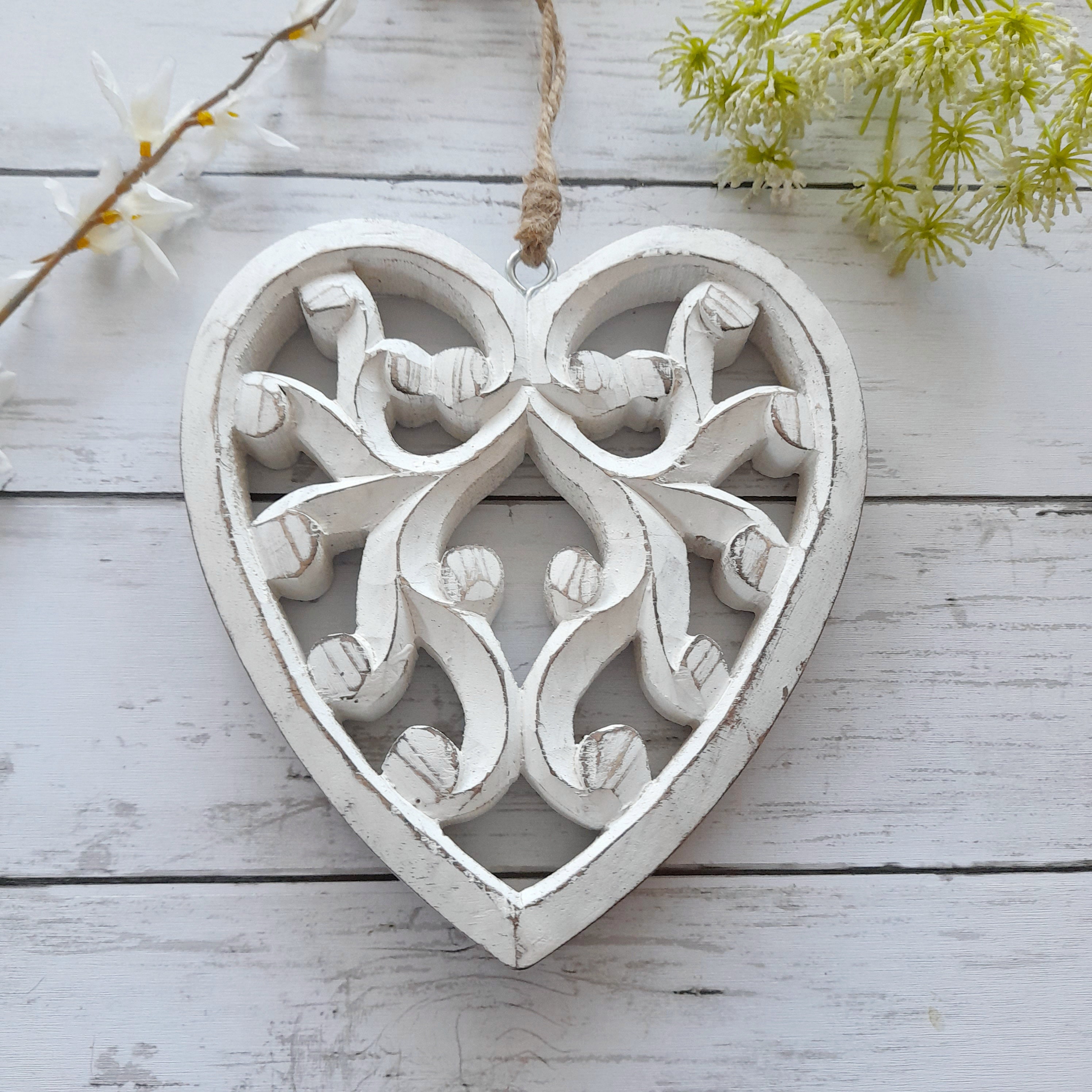 Large Wooden Filigree Hanging Ornament - 10cm Large Wooden Filigree Hanging Ornament - 10cm