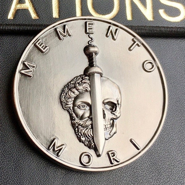 Matte Silver Memento Mori coin - Stoic Coin