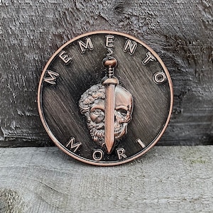 Antique copper Memento Mori coin - stoic coin