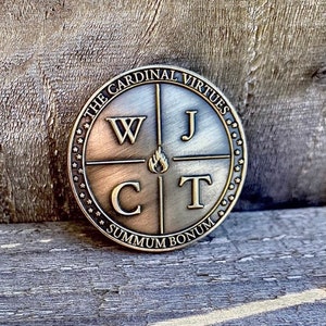 Moneda estoica Virtudes cardinales - Memento Mori - Amor Fati...