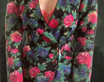 ESCADA 80er vintage Wollblazer mit Blumenmuster