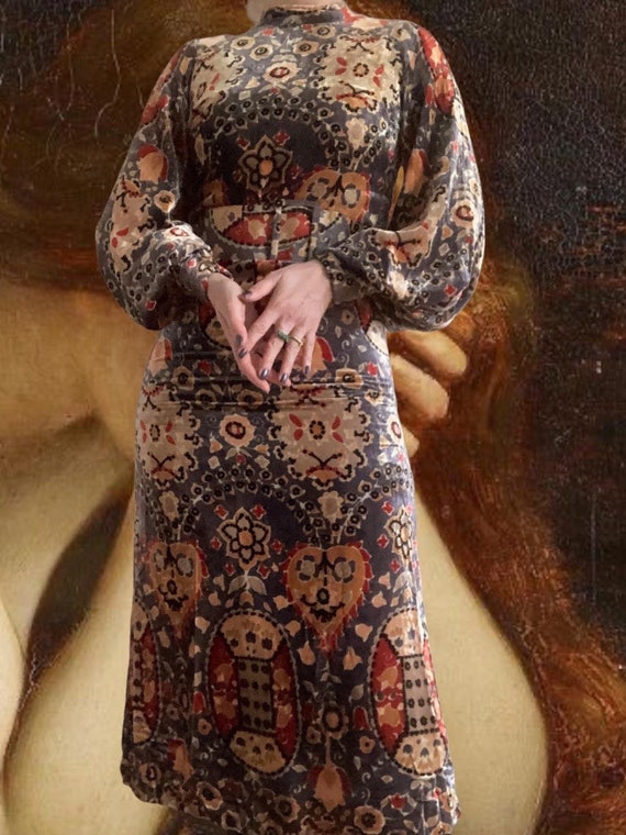 RARE vintage from the 1940s robe unique bodycon velou… - Gem