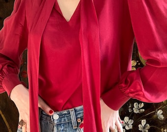 RARE GIVENCHY 1980s Vintage Seide Lavallière Bluse