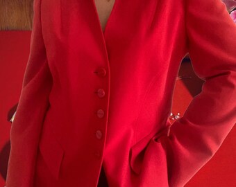 ESCADA 1980s vintage seltener roter Wollblazer